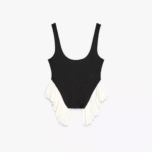 Contrast Knit Peplum top